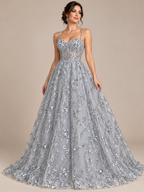 Tul bordado color plata H036 — Palacio Glamour