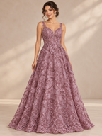 Tul bordado color palo de rosa H038 — Palacio Glamour