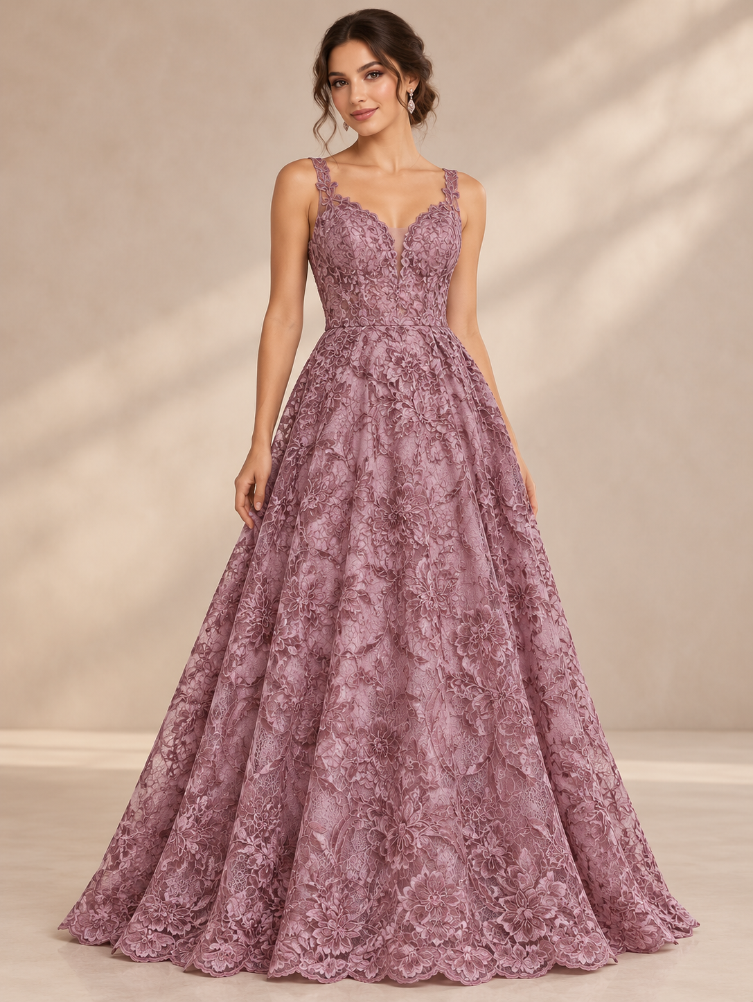 Tul bordado color palo de rosa H038 — Palacio Glamour