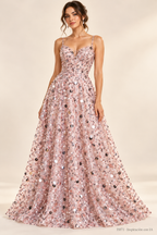 Tul bordado color rosa, H071 — Palacio Glamour