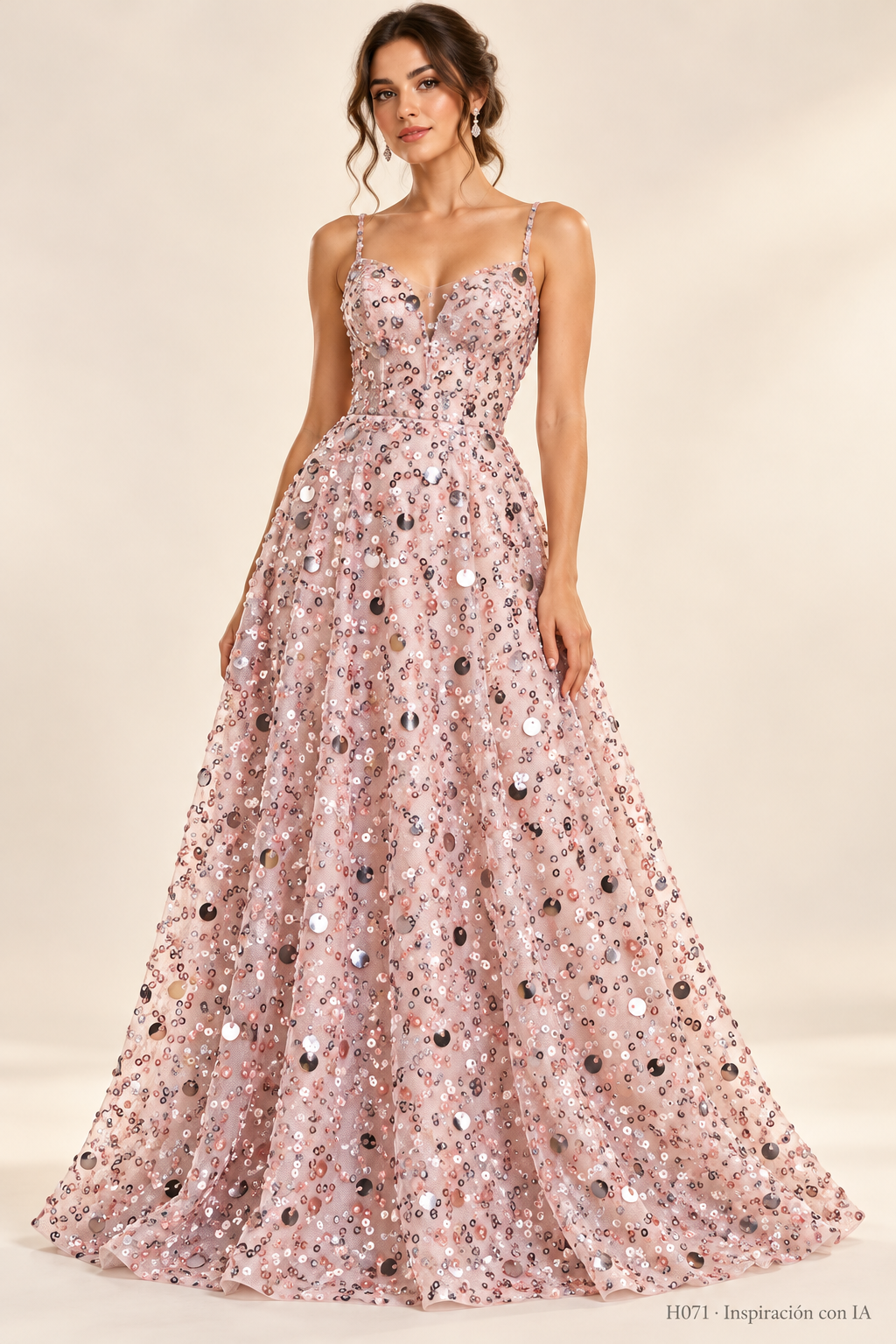 Tul bordado color rosa, H071 — Palacio Glamour