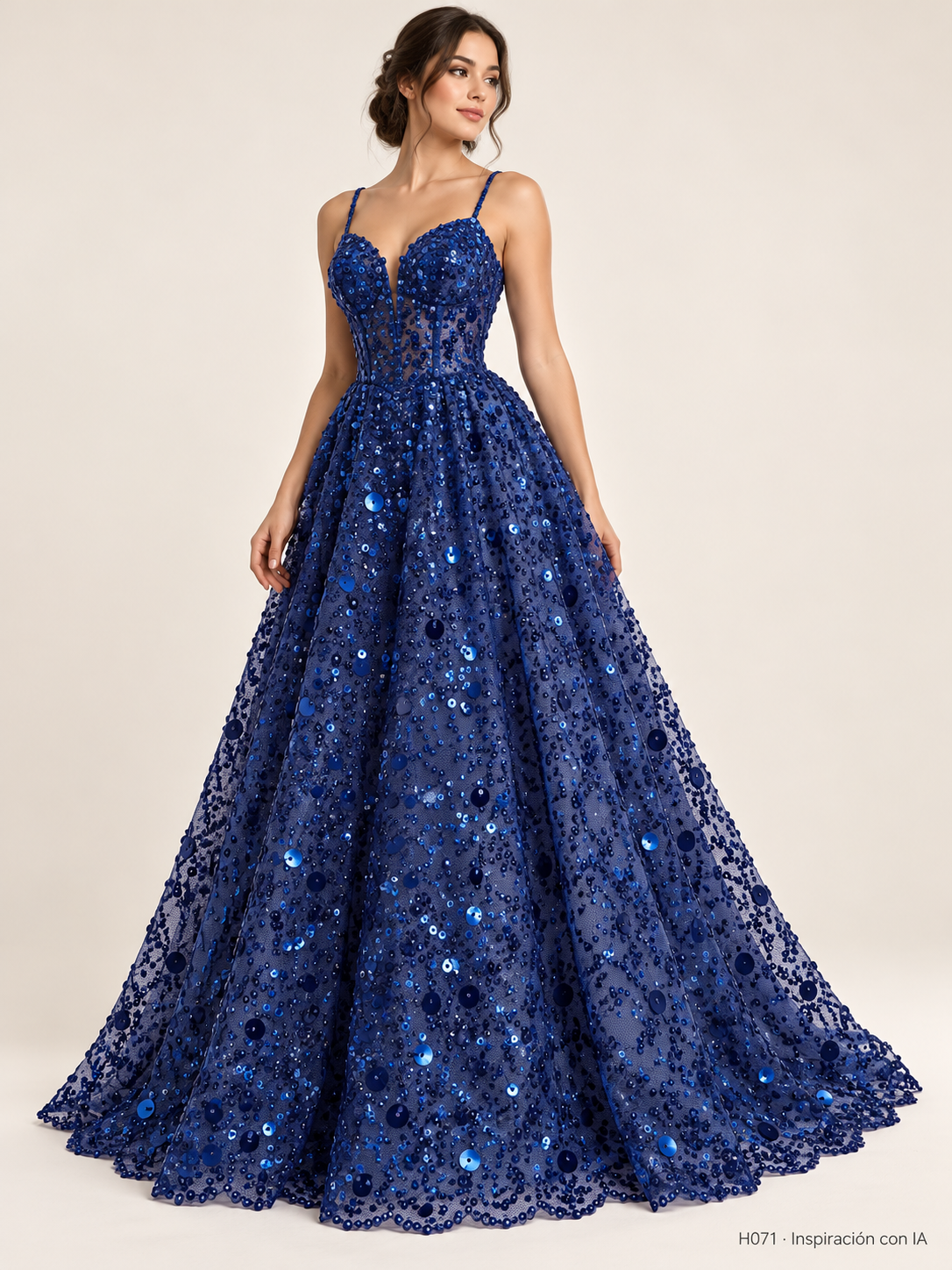 Tul bordado color azul marino H071 — Palacio Glamour