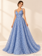 Tul bordado color cielo H072 — Palacio Glamour