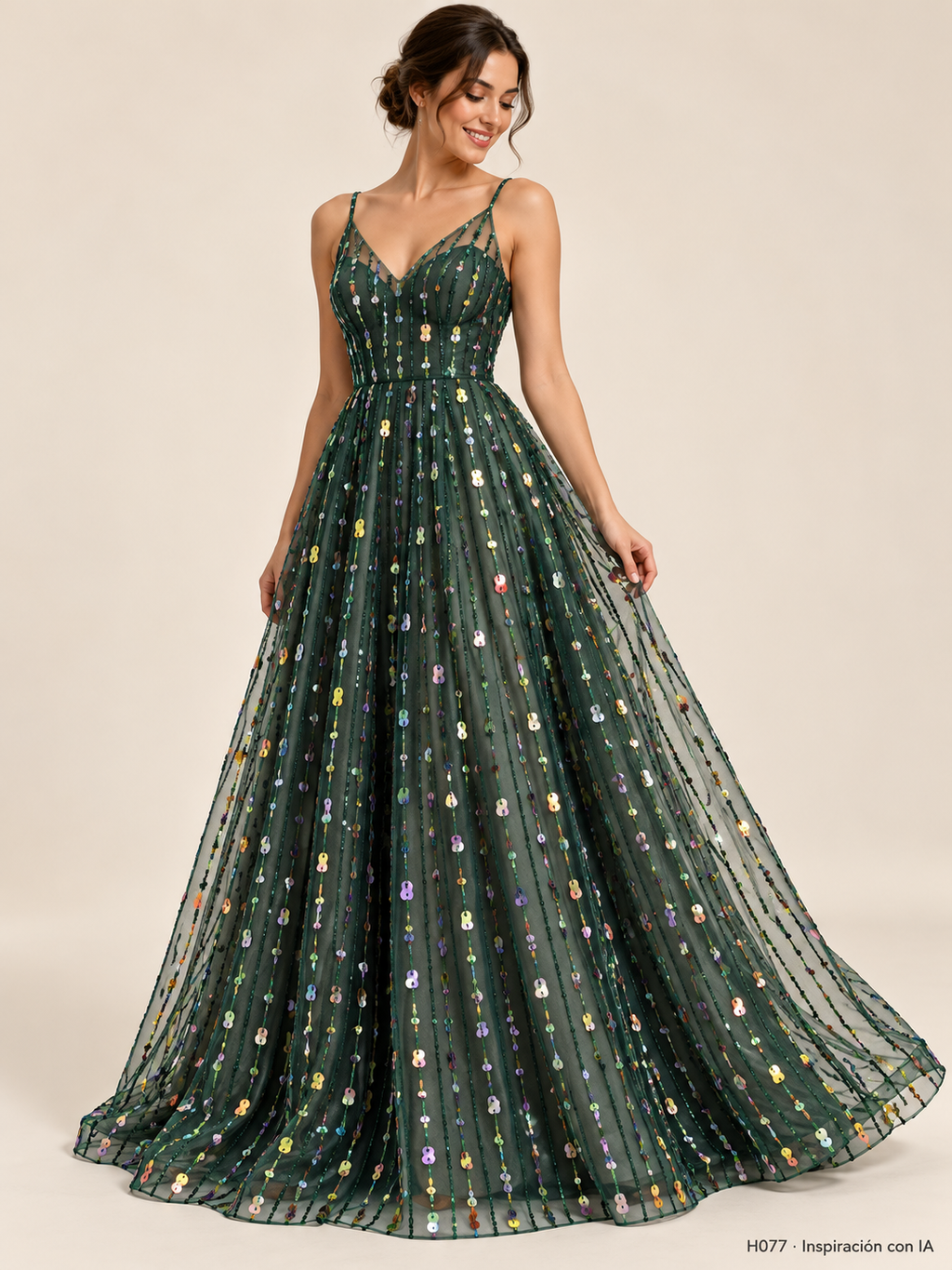 Tul bordado color botella H077 — Palacio Glamour