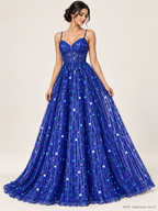 Tul bordado color azul rey H078 — Palacio Glamour
