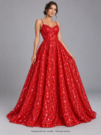 Tul bordado color rojo H078 — Palacio Glamour