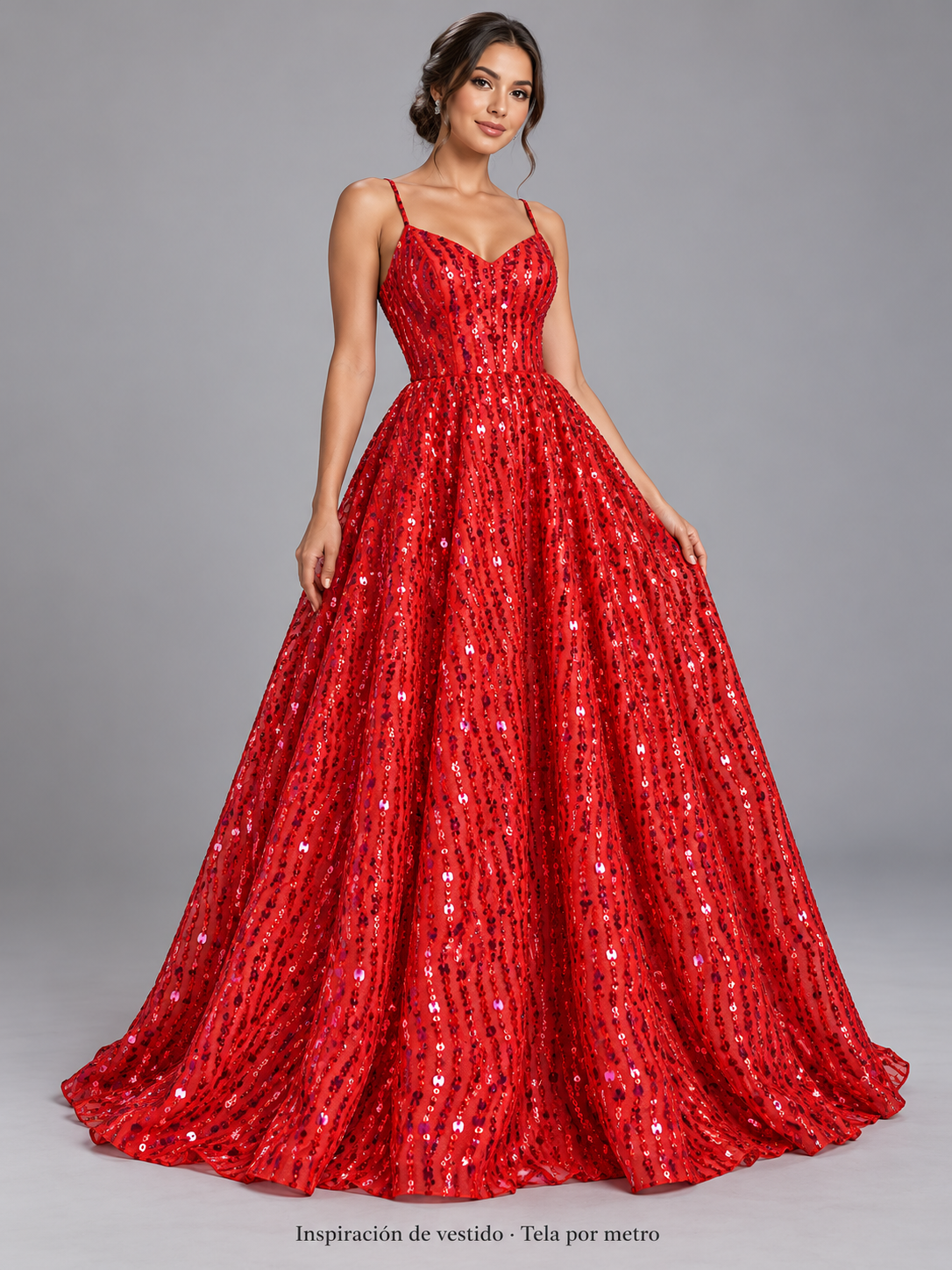 Tul bordado color rojo H078 — Palacio Glamour