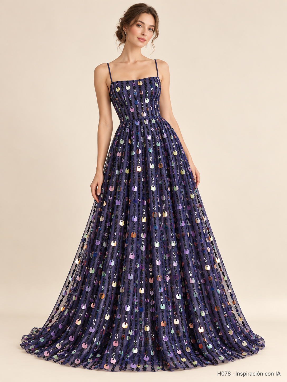 Tul bordado color azul marino H078 — Palacio Glamour