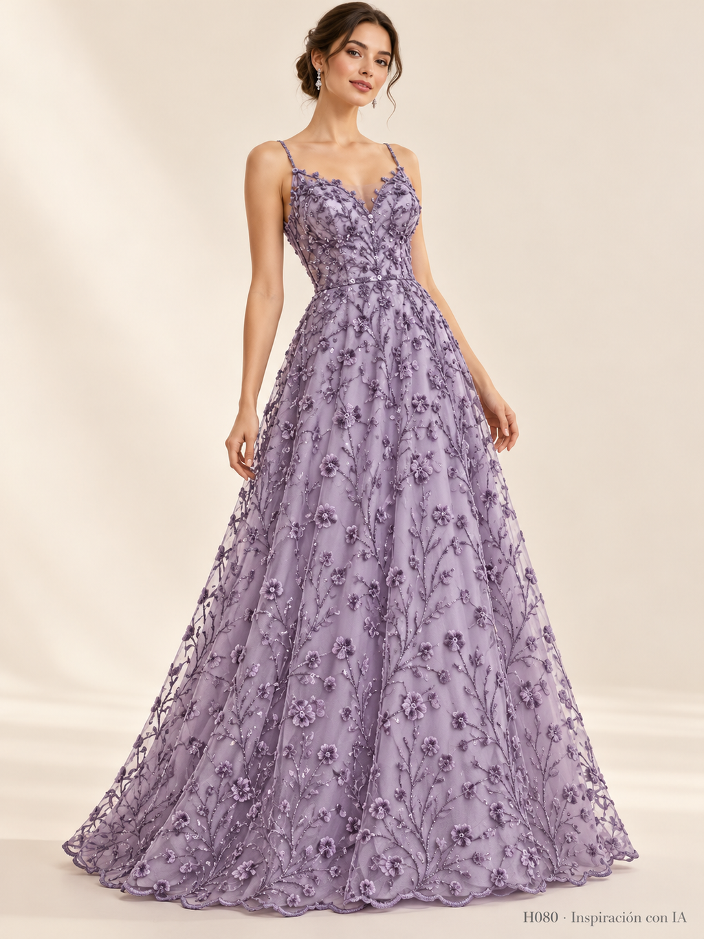 Tul bordado Floral y Lentejuela Color Malva H080 — Palacio Glamour