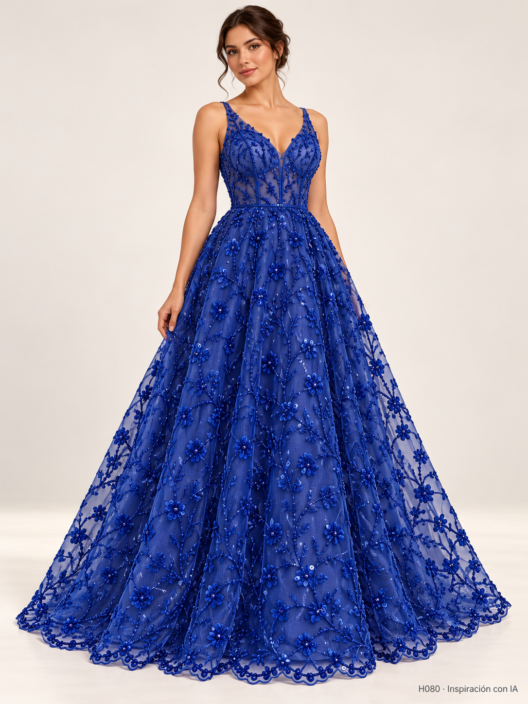 Tul bordado color azul rey H080 — Palacio Glamour