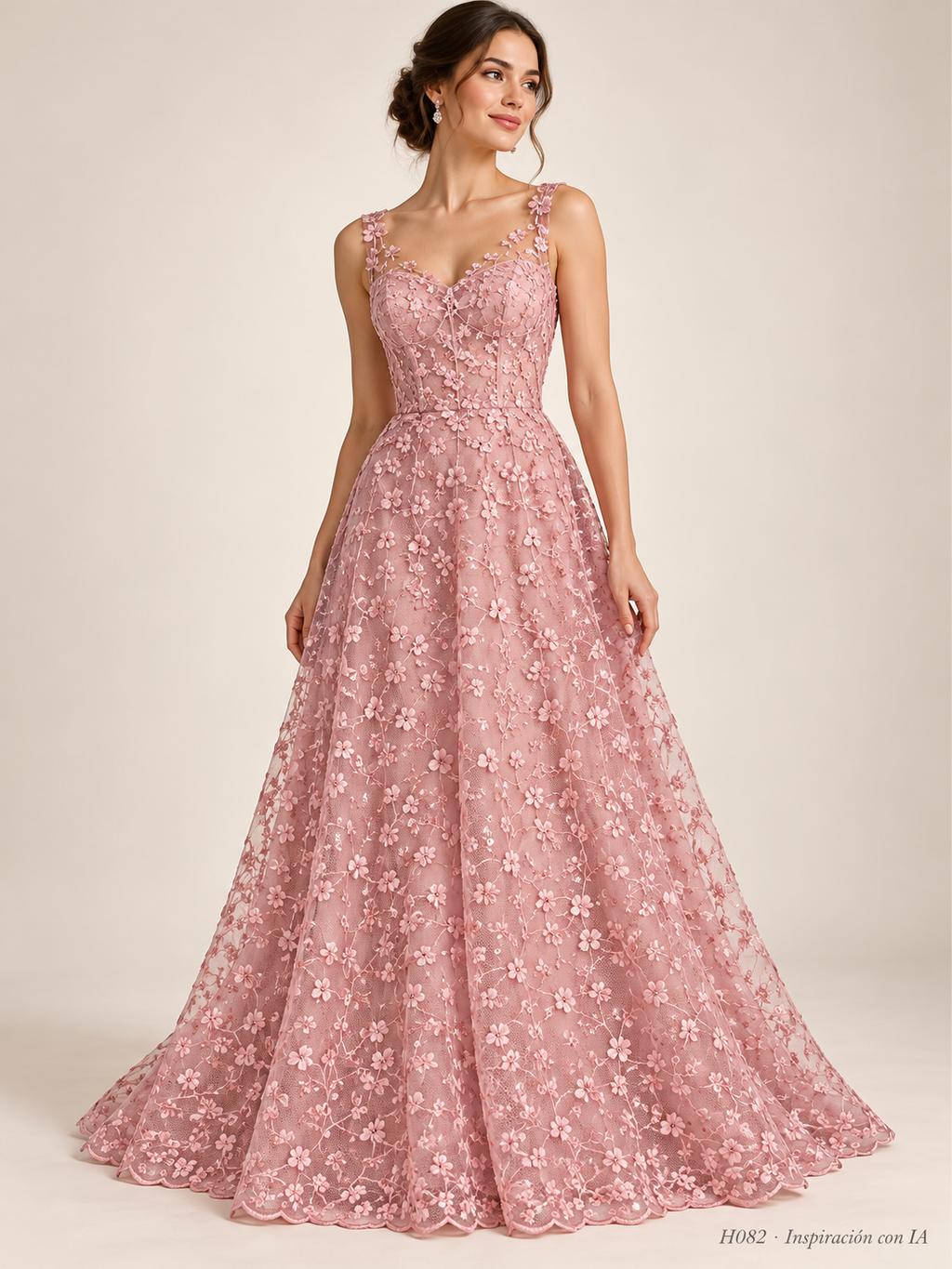 Tul bordado color palo de rosa H082 — Palacio Glamour