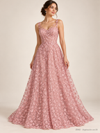 Tul bordado color palo de rosa H082 — Palacio Glamour