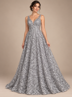 Tul bordado color plata H083 — Palacio Glamour