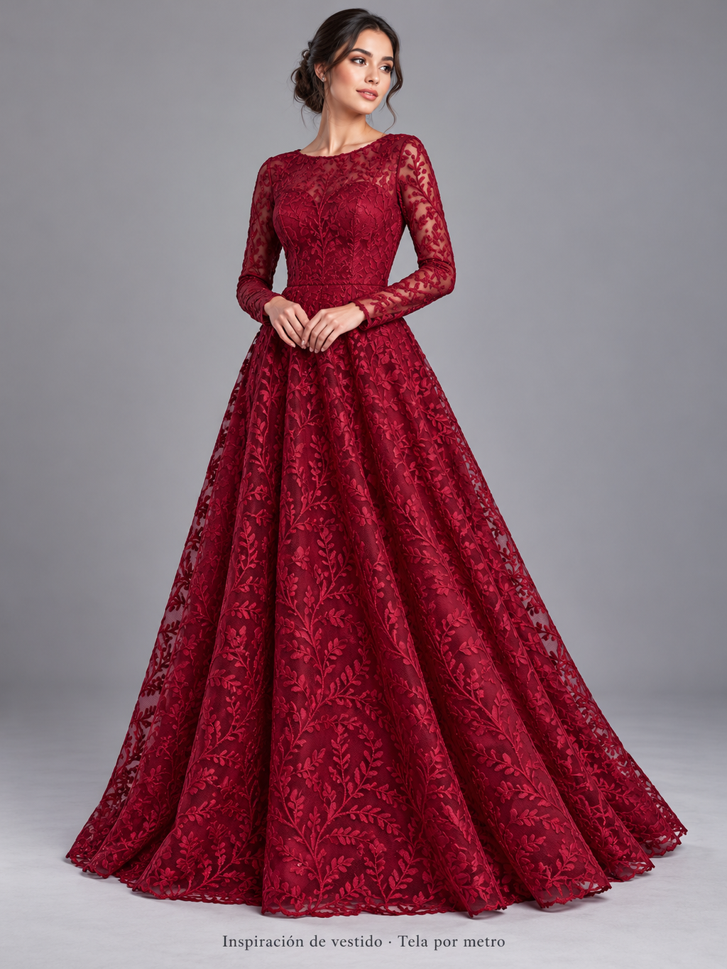 Tul bordado color vino H083 — Palacio Glamour