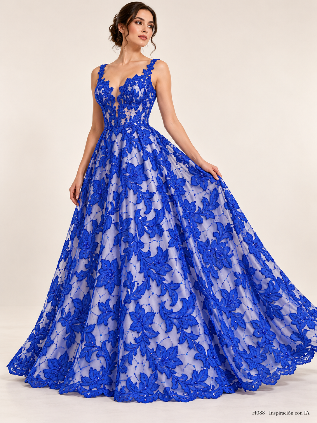 Tul bordado color azul rey H088 — Palacio Glamour