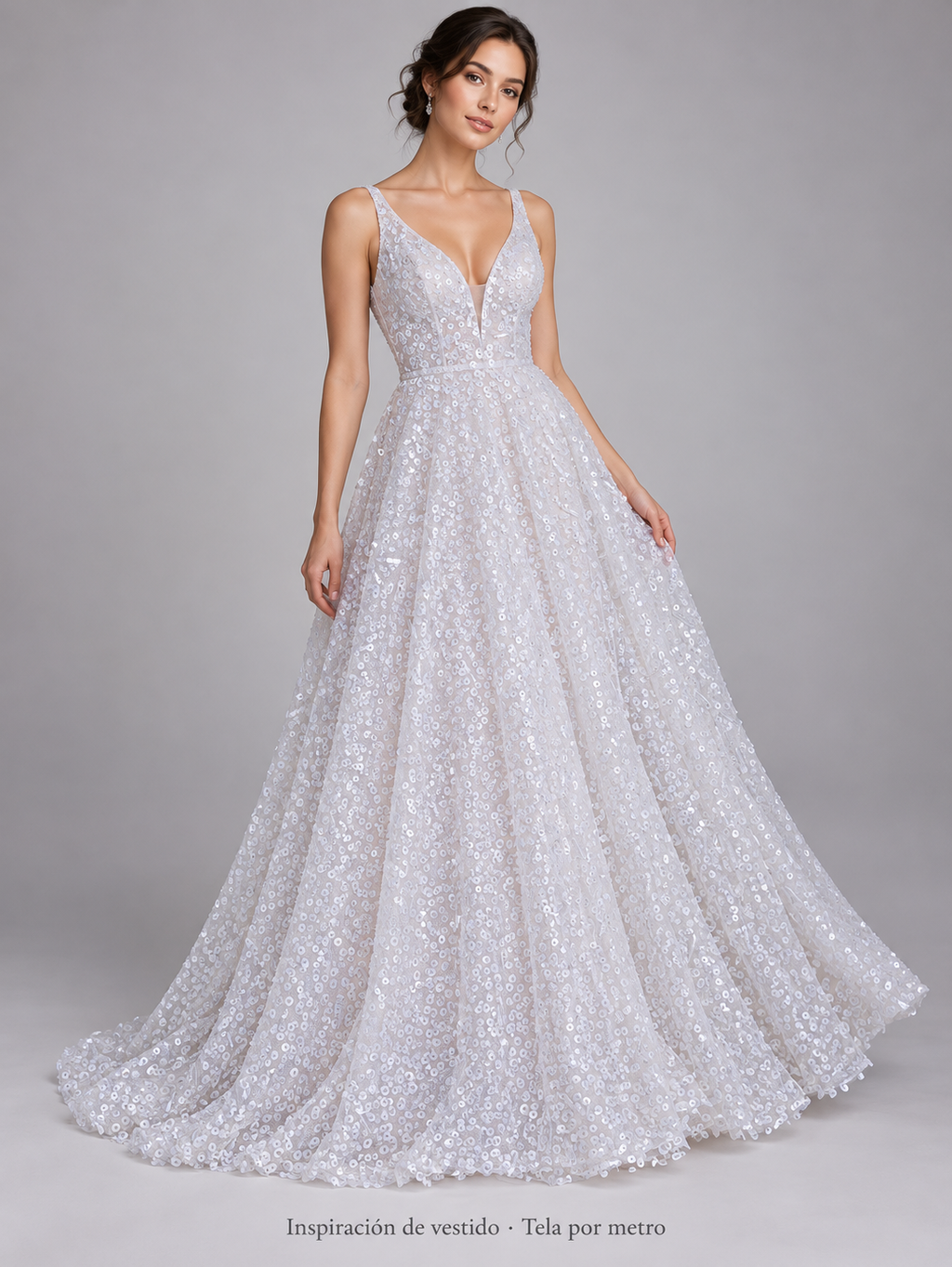 Tul bordado color blanco H093 — Palacio Glamour