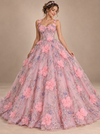 Tul bordado color rosa pastel H097 — Palacio Glamour