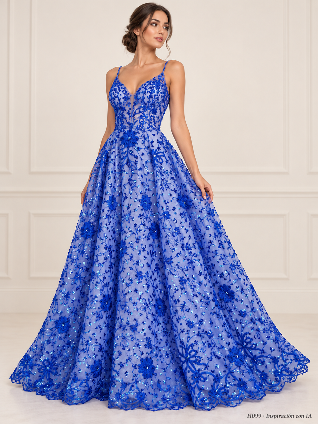 Tul bordado color azul rey H099 — Palacio Glamour