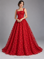 Tul bordado color rojo H099 — Palacio Glamour