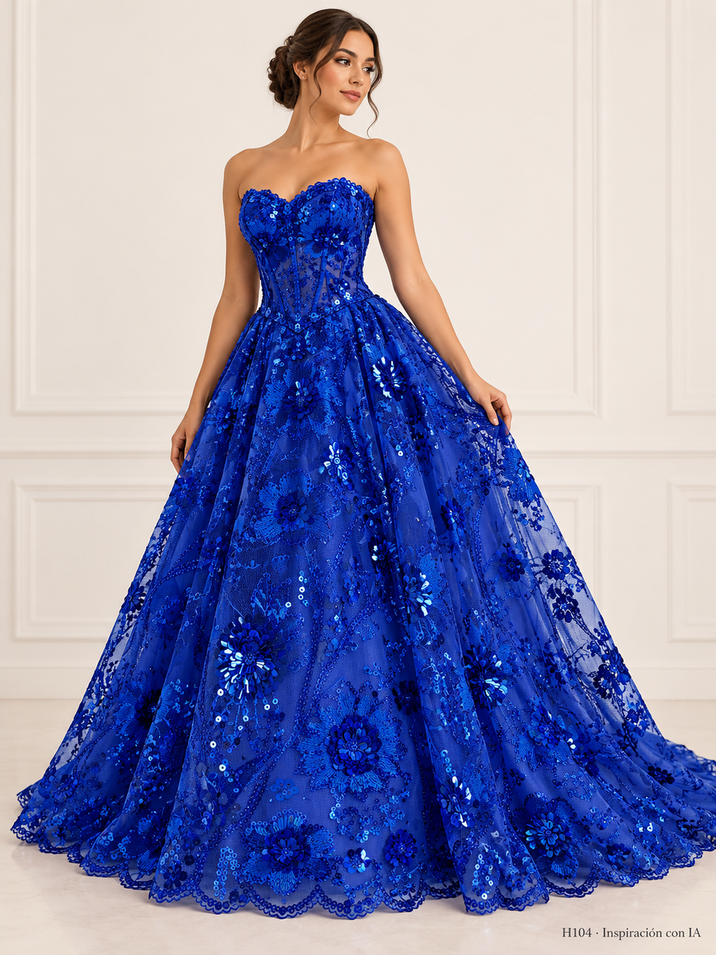 Tul bordado color azul rey H104 — Palacio Glamour