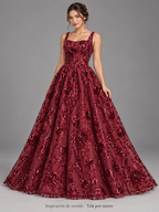 Tul bordado color vino H104 — Palacio Glamour