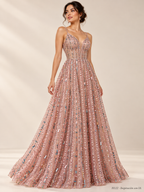 tul bordado color oro rosa H122 — Palacio Glamour