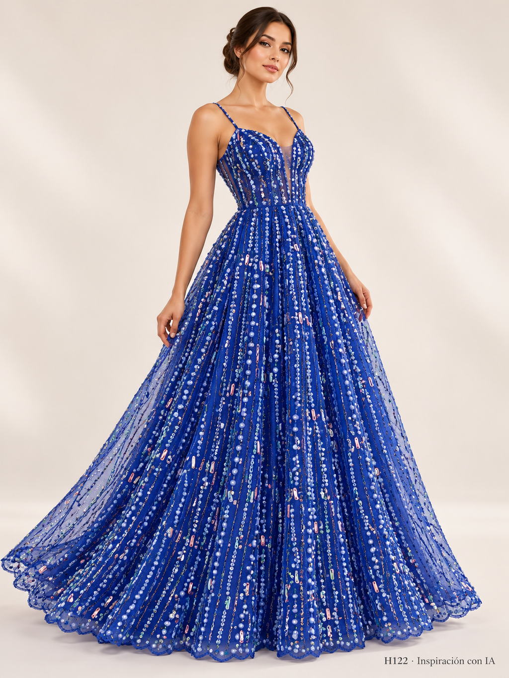 Tul bordado color azul rey H122 — Palacio Glamour