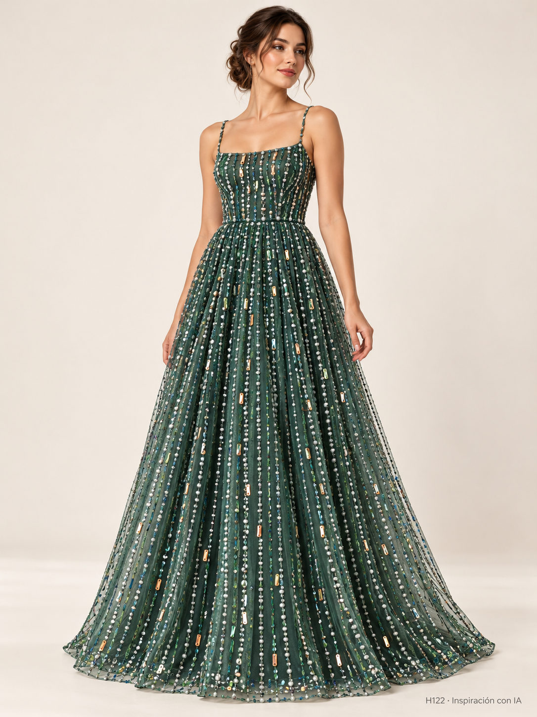 Tul bordado color botella H122 — Palacio Glamour