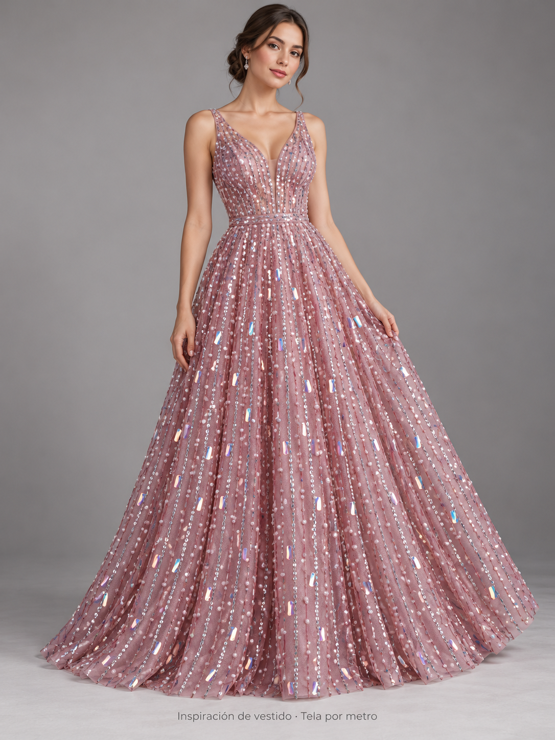 Tul bordado color vino H122 — Palacio Glamour