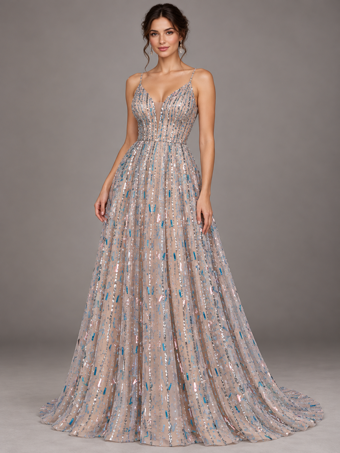 Tul bordado color nude H122 — Palacio Glamour
