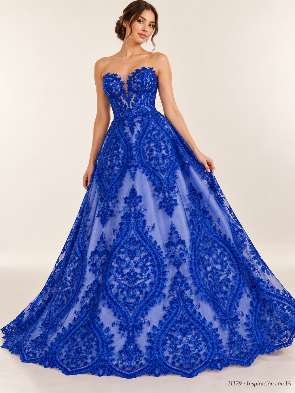 Tul bordado color azul rey H129 — Palacio Glamour