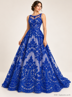 Tul bordado color azul rey H130 — Palacio Glamour