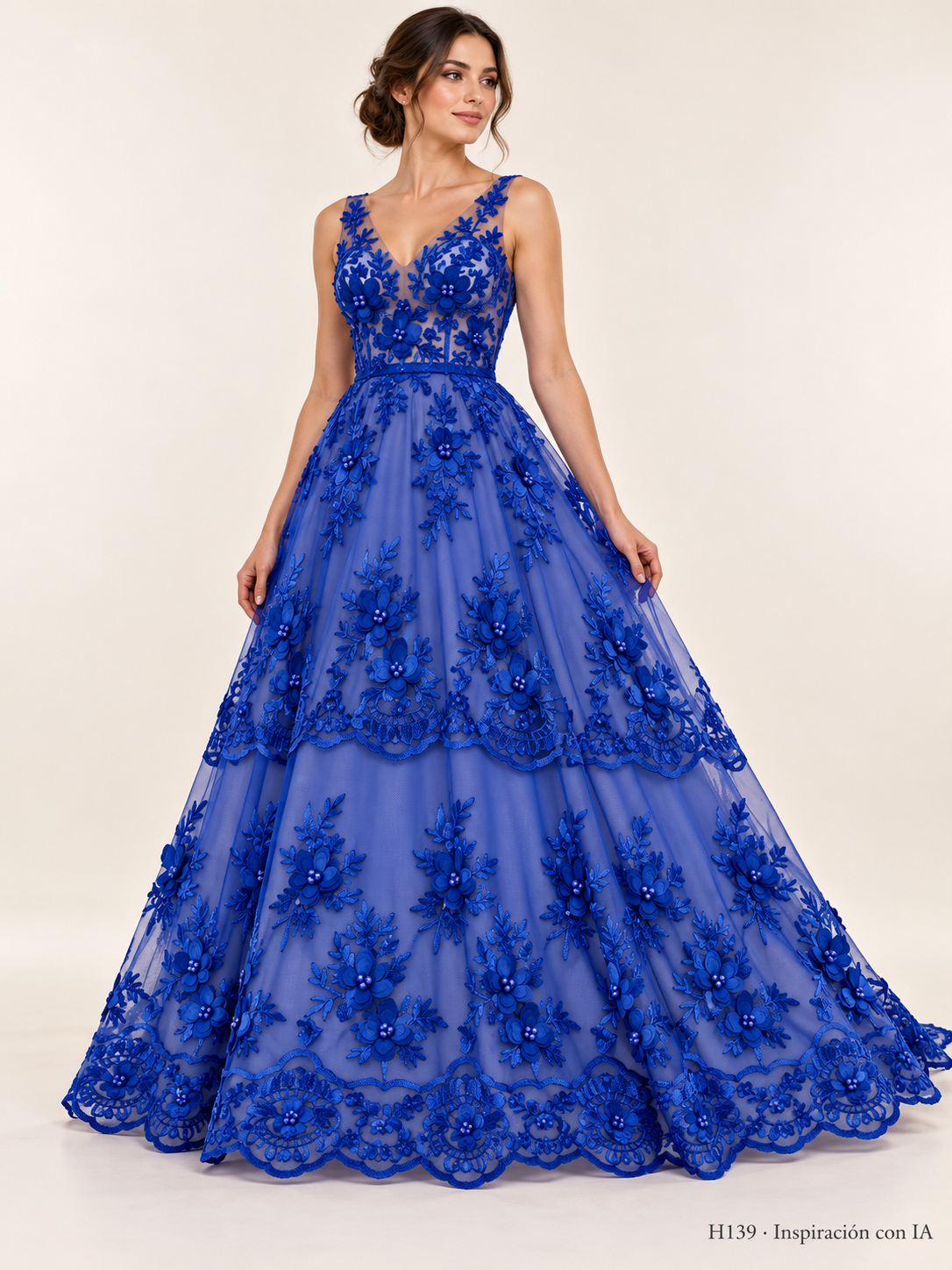 Tul bordado color azul rey H139 — Palacio Glamour