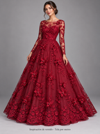 Tul bordado color vino H139 — Palacio Glamour