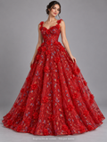 Tul bordado color rojo H142 — Palacio Glamour