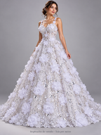 Tul bordado color blanco H147 — Palacio Glamour
