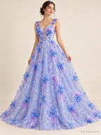 Tul bordado color azul H148 — Palacio Glamour