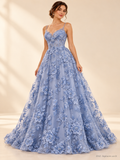 Tul bordado color cielo H162 — Palacio Glamour