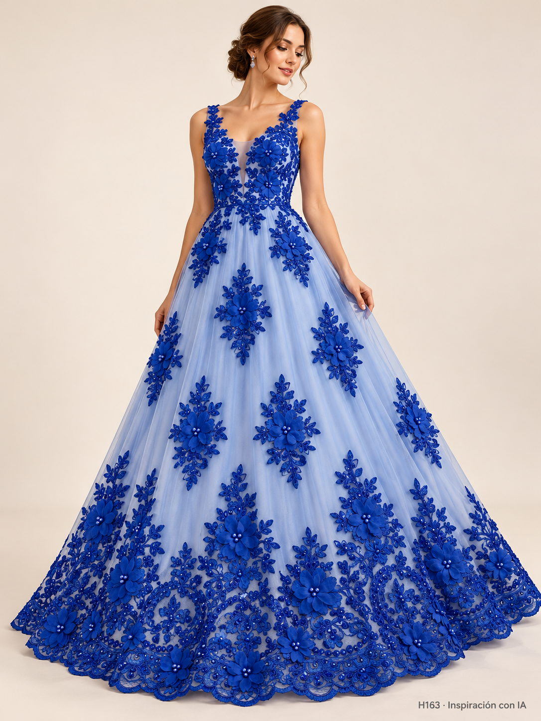 Tul bordado color azul rey H163 — Palacio Glamour