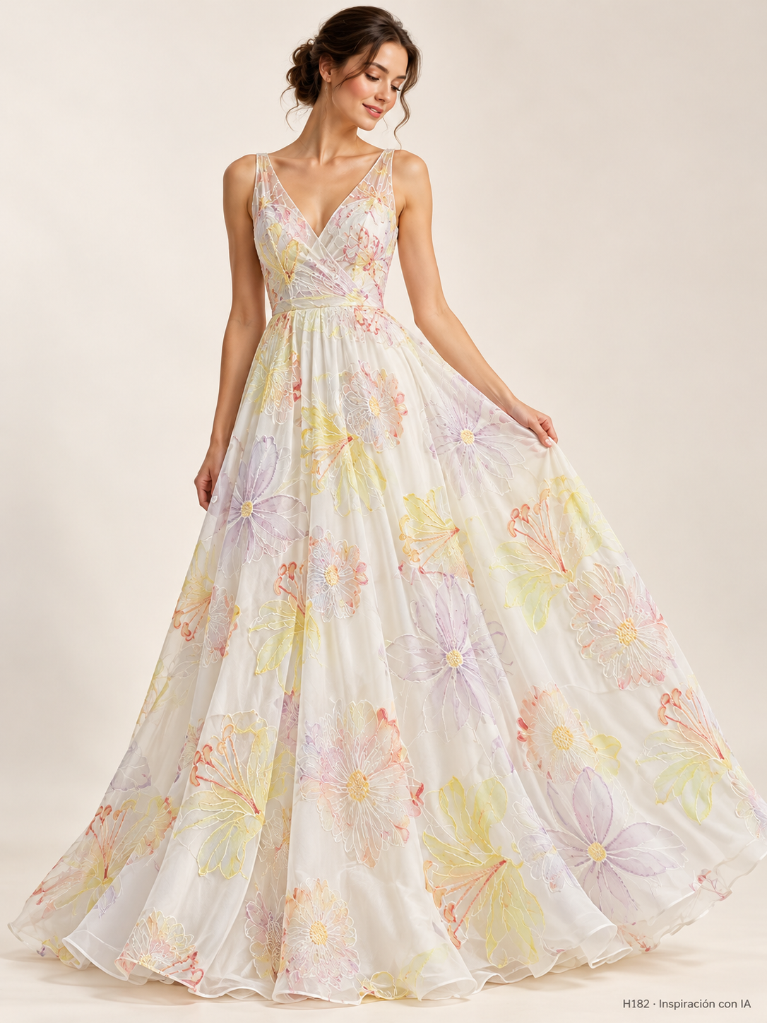 Tul bordado color amarillo H182 — Palacio Glamour