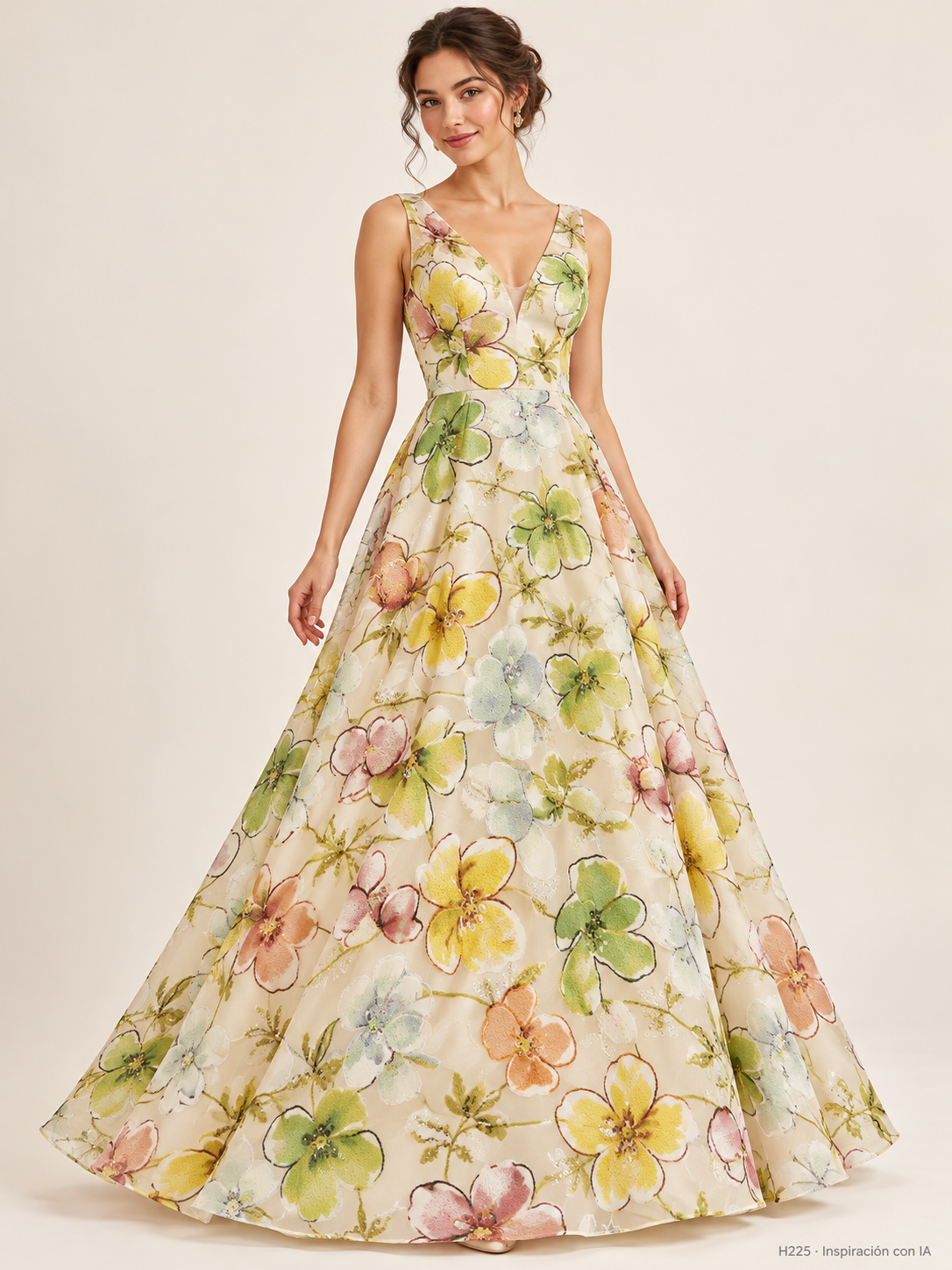 Tul bordado color amarillo H225 — Palacio Glamour