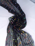 Tul bordado color negro H077 — Palacio Glamour