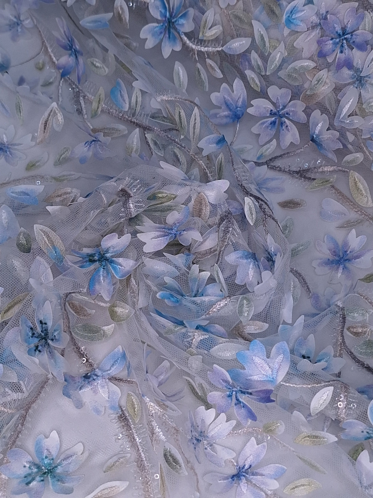 Tul bordado color azul H089 — Palacio Glamour