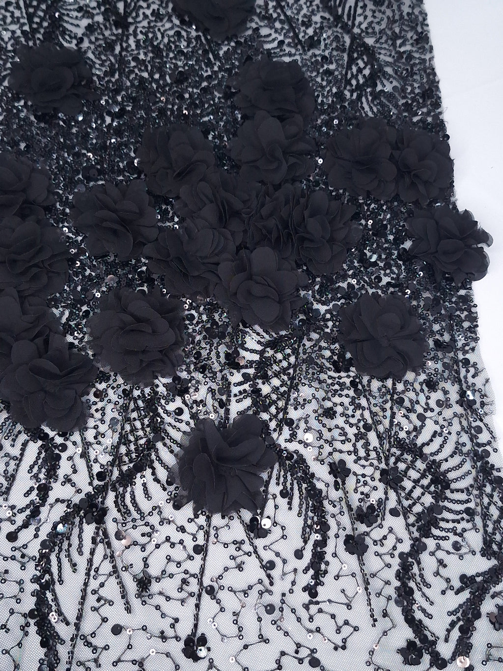 Tul bordado color negro H147 — Palacio Glamour