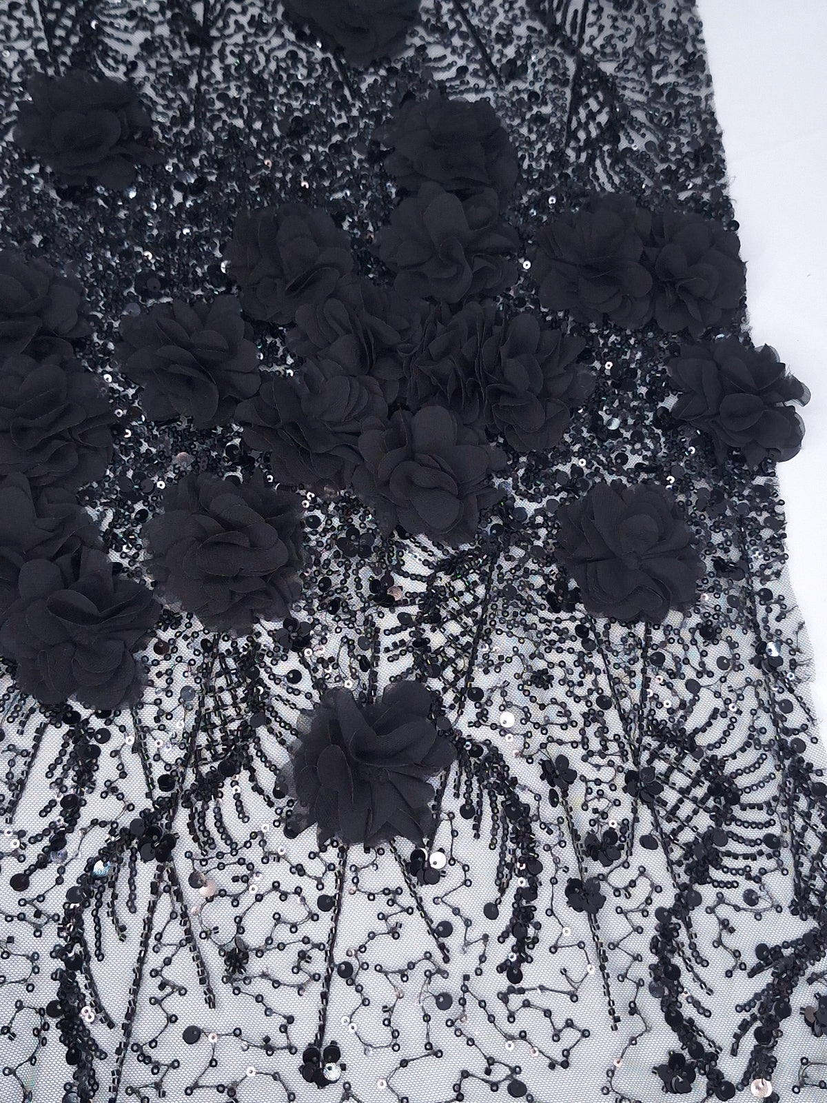 Tul bordado color negro H147 — Palacio Glamour