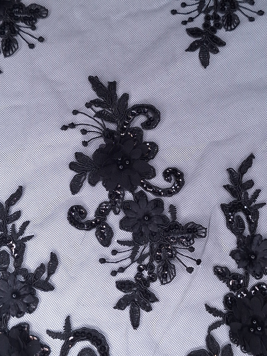 Tul bordado color Azul negro H164 — Palacio Glamour