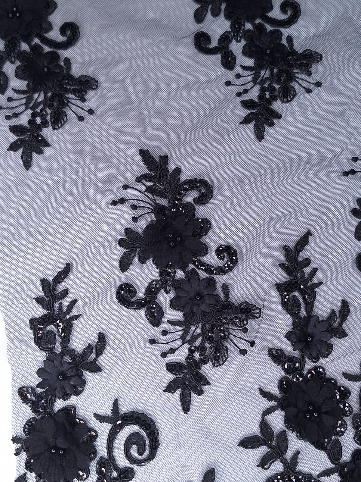 Tul bordado color Azul negro H164 — Palacio Glamour