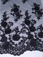 Tul bordado color Azul negro H164 — Palacio Glamour