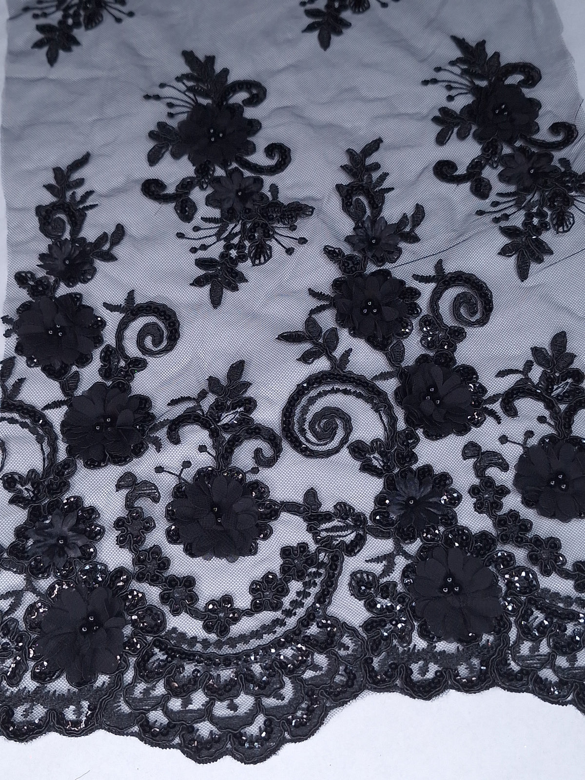 Tul bordado color Azul negro H164 — Palacio Glamour