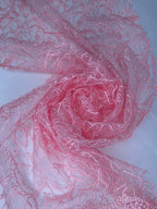 Tul Bordado Diseño Floral Con Ramajes Color Rosa -HH175 — Palacio Glamour